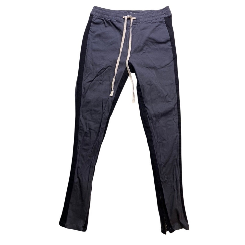 Kayden K Track Pants‎ Mens Medium Gray Black  Side Stripe Ankle Zip